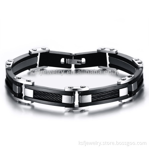 Top Quality Link Bracelet Men Jewelry Black Bracelet With Wire Bracelet Jewelry 2016